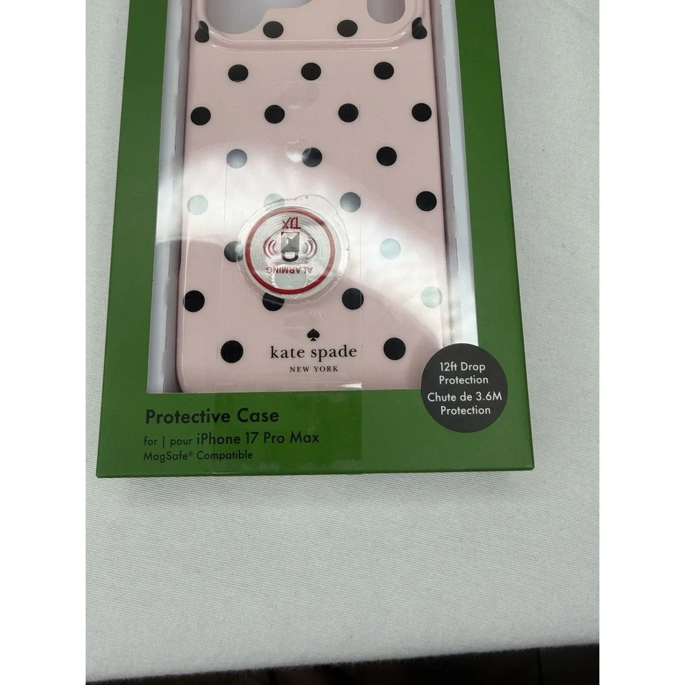 Kate Spade New York iPhone 17 Pro Max Protective Case MagSafe Pink Blk Polka Dot